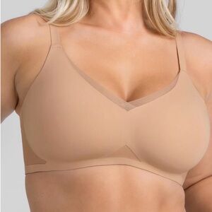 NWT Honeylove Liftwear Crossover Bra Sz 2X Wireless Bonded Support In SandComfy